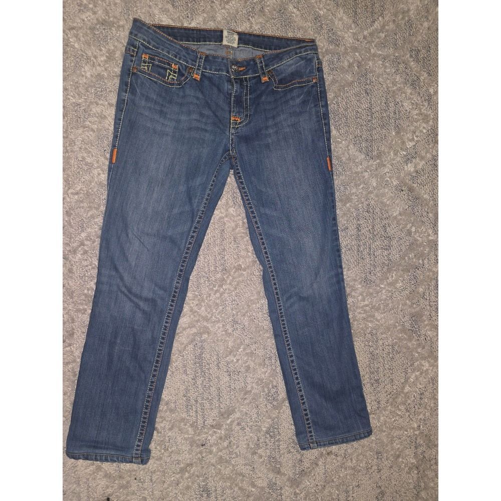 True Religion‎ World Tour Billy Super T Jeans Womens Size 32x27 Orange Stitch